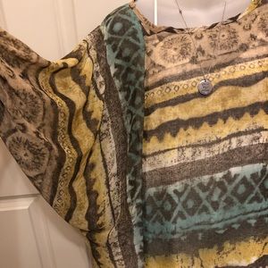 Boho sheer loose flowy top/with shorts